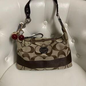 Coach Signature Brown and Tan Shoulder Bag